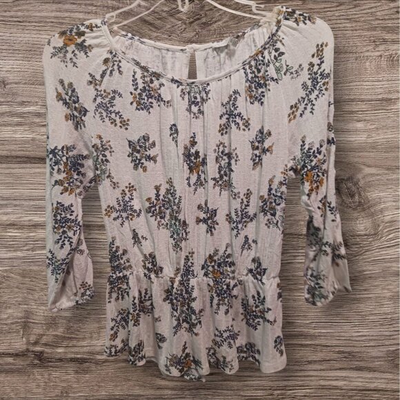 Lucky Brand Womens XSmall Floral Button-Shoulder Blouse - Picture 1 of 11
